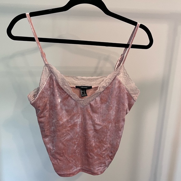 Pink velvet tank top size S - Picture 1 of 4